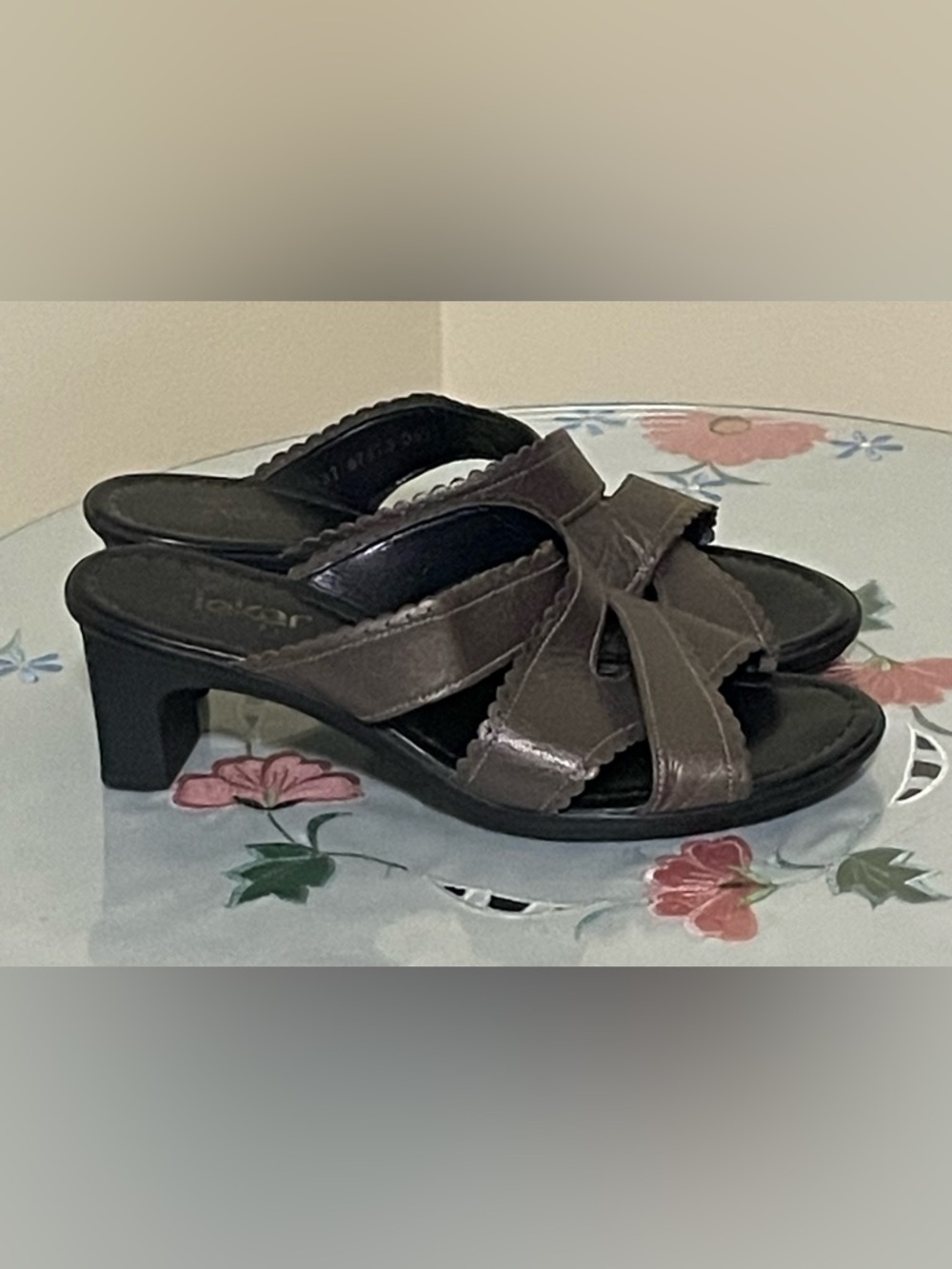 Rieker Women’s Bronze Slip-On Heeled Sandals Size 37 EUR or 6.5 US